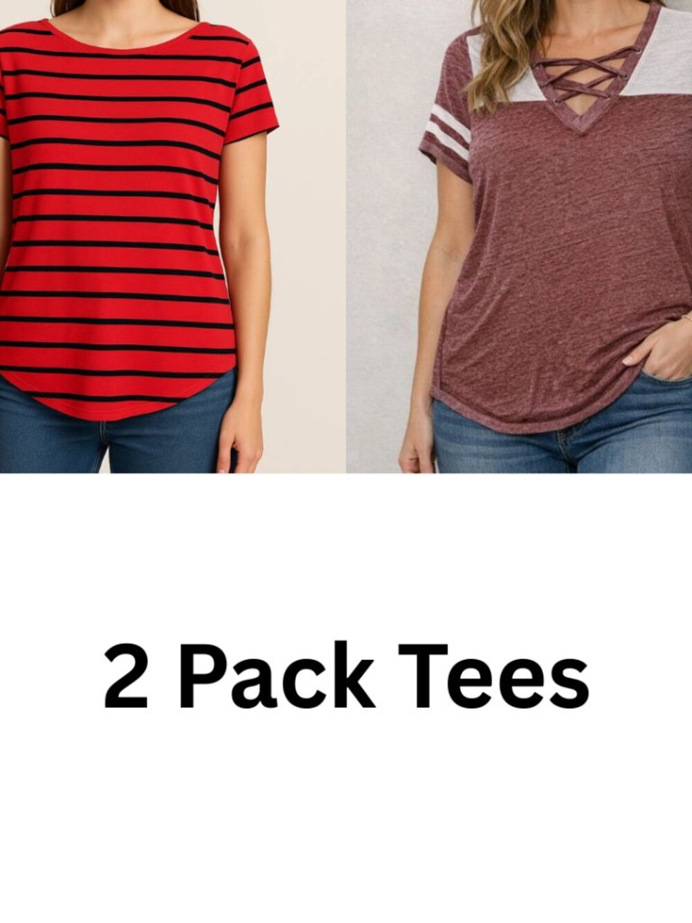 NEW - Lot of 2 - Express Maurices Assorted Women Small Summer Casual T-Shirt Top